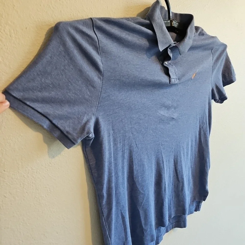 Polo Ralph Lauren Pima Soft Touch Polo‎ Mens Size Large Blue Solid Orange Pony